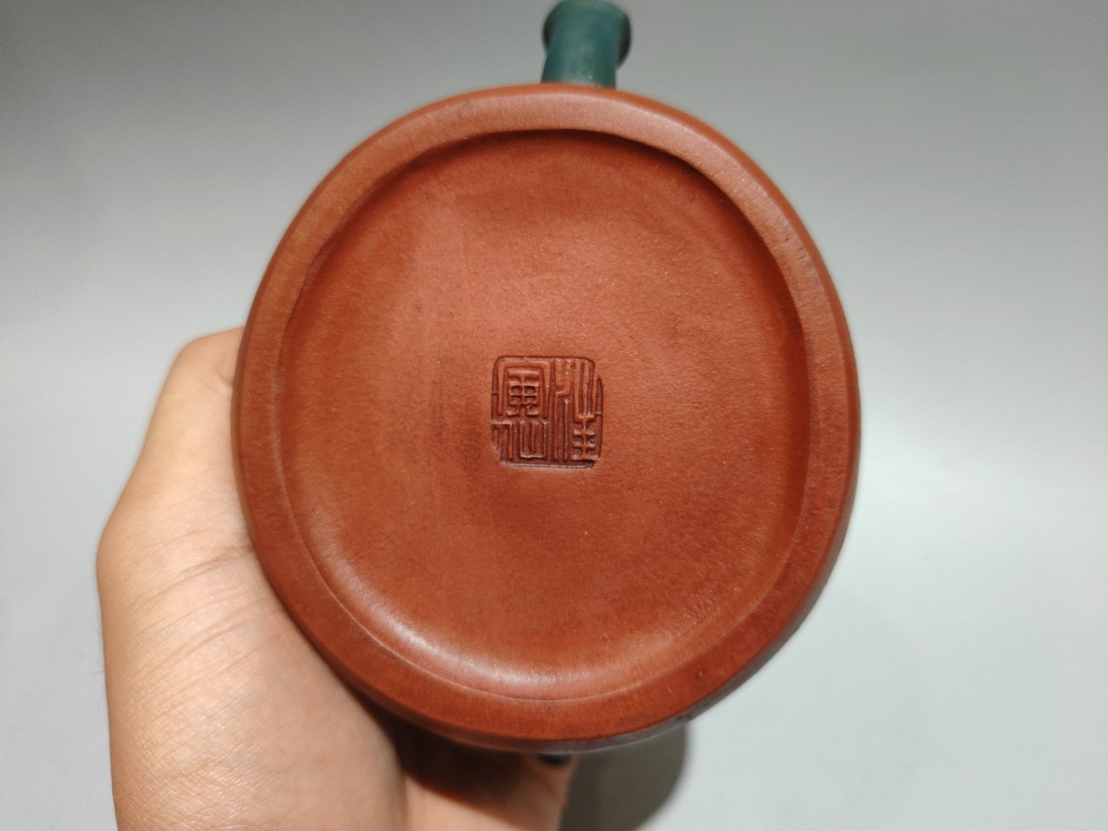 Chinese Yixing Zisha Clay Bamboo Teapot w Artist Signed - 9