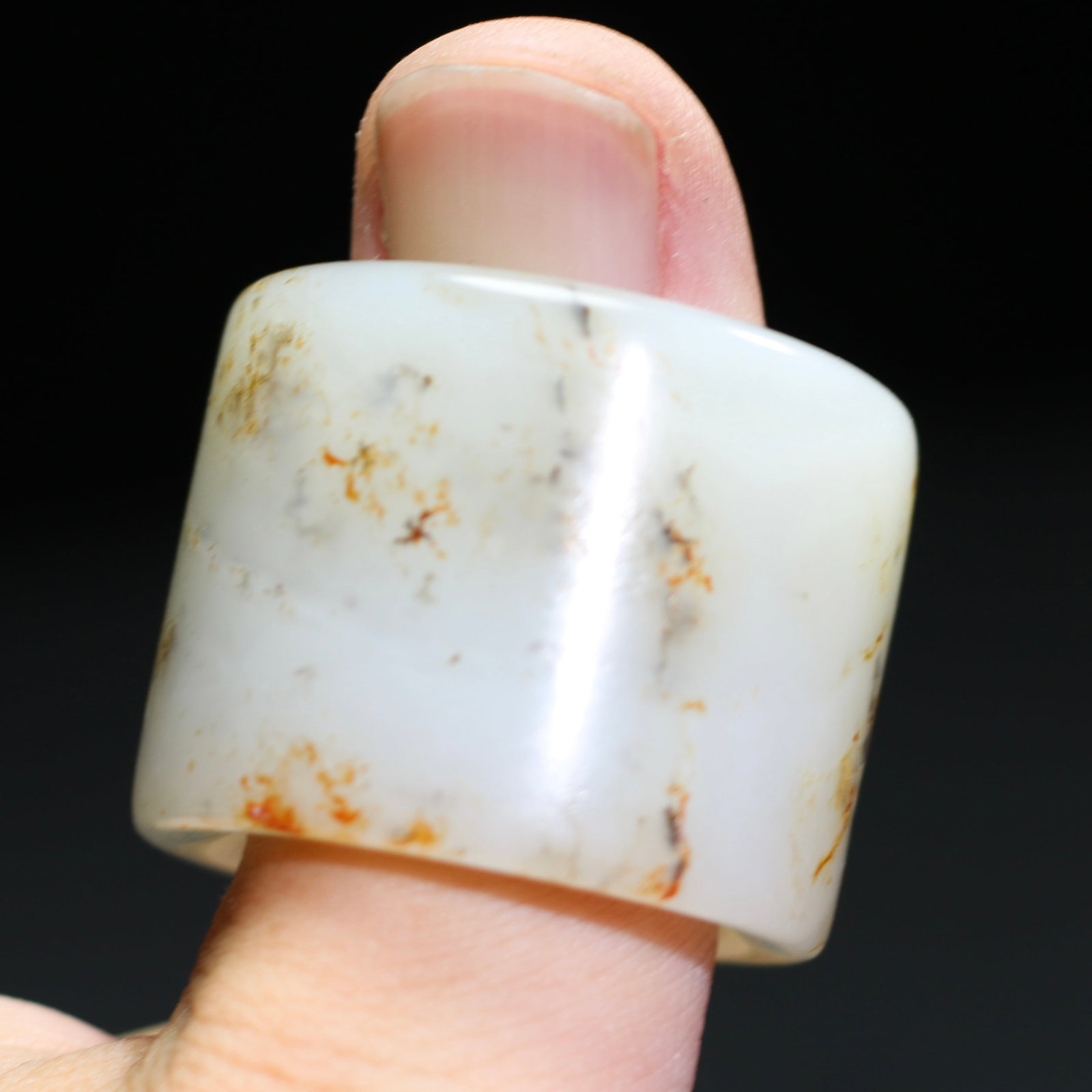 Natural Hetian Jade Thumb Ring 22mm I.D. - 4
