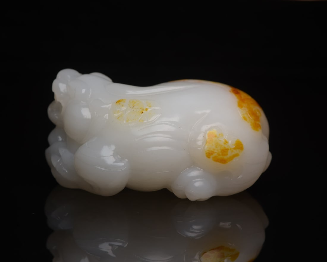 Old Natural Hetian Jade Hand Carved Pixiu Statue - 2