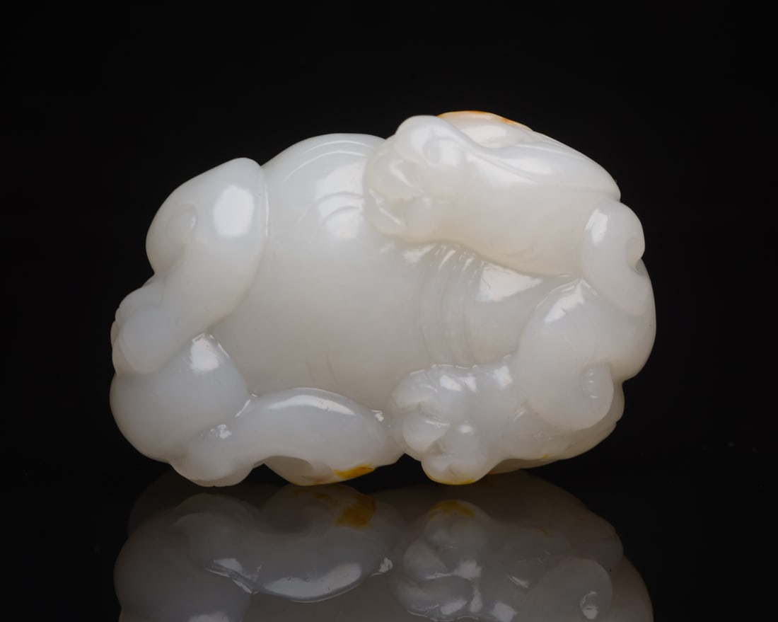 Old Natural Hetian Jade Hand Carved Pixiu Statue - 6