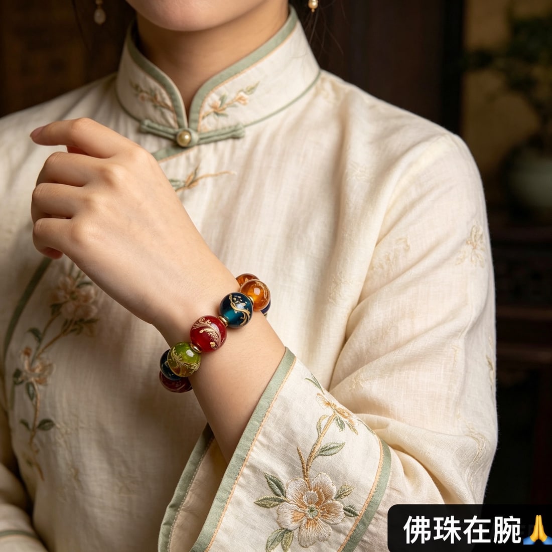 Beautiful Peking Glass Beads Bracelet - 5
