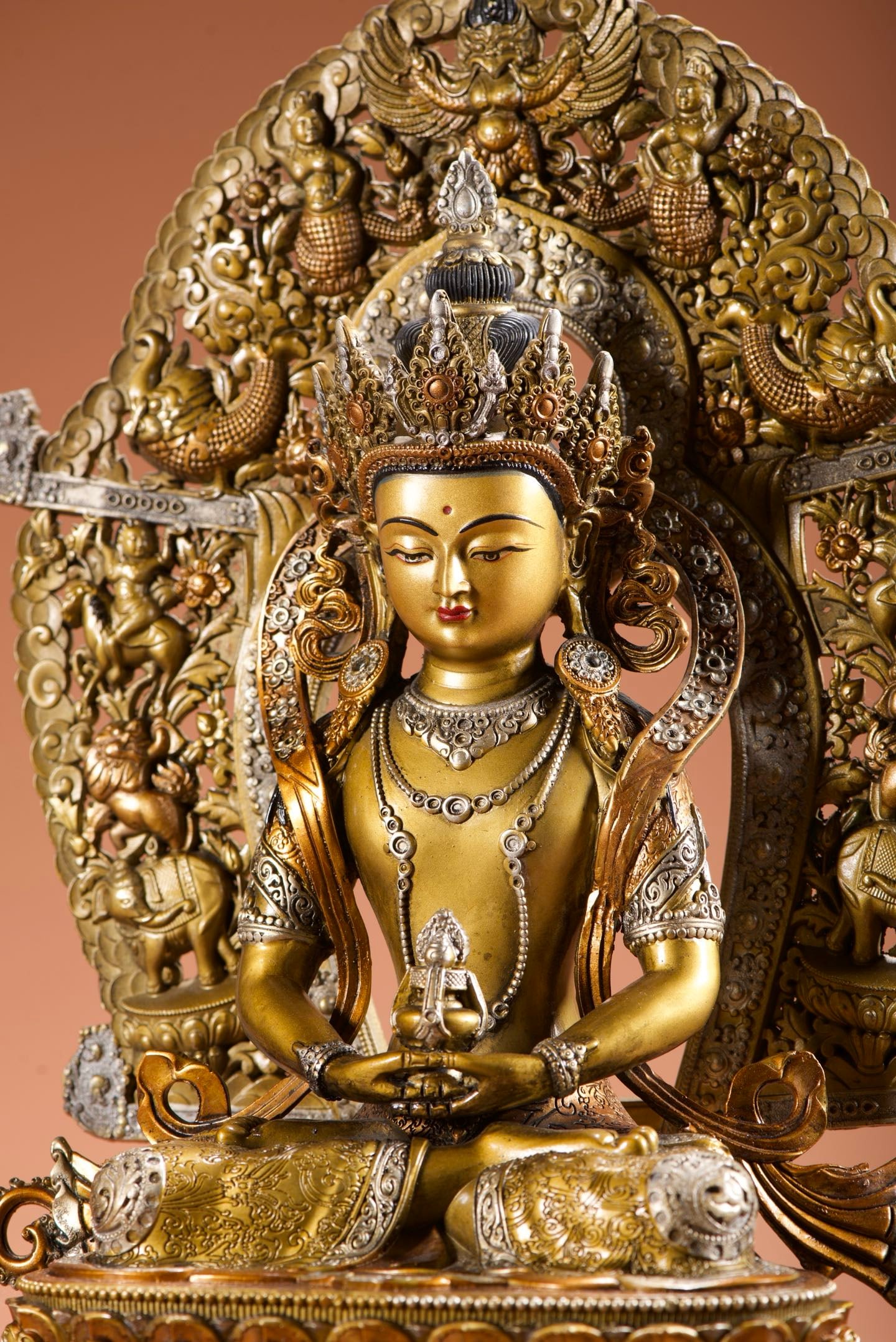 Vintage Gilt Gold Bronze Buddha Statue - 2