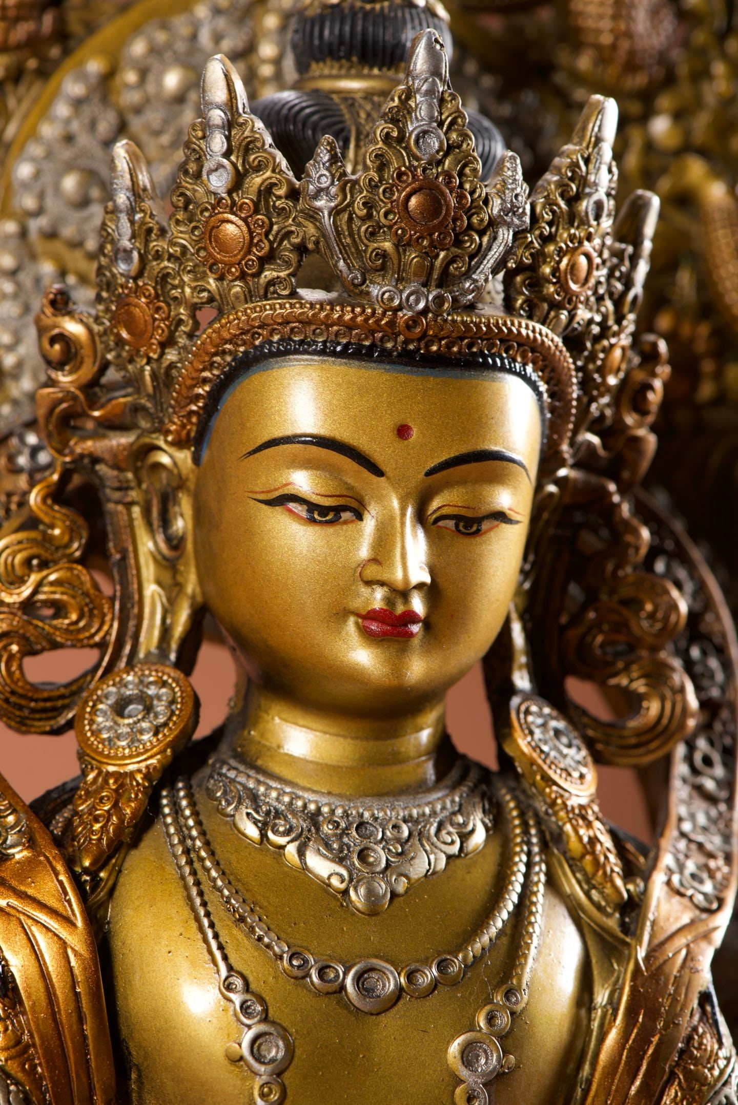 Vintage Gilt Gold Bronze Buddha Statue - 3