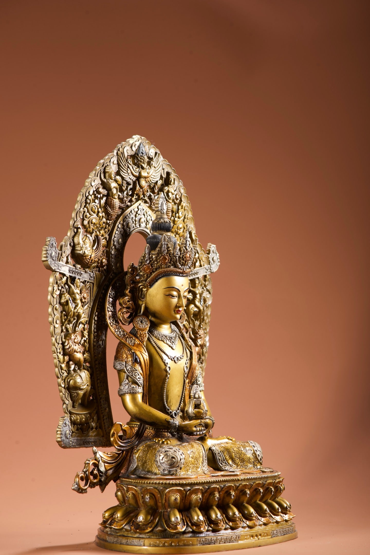Vintage Gilt Gold Bronze Buddha Statue - 6