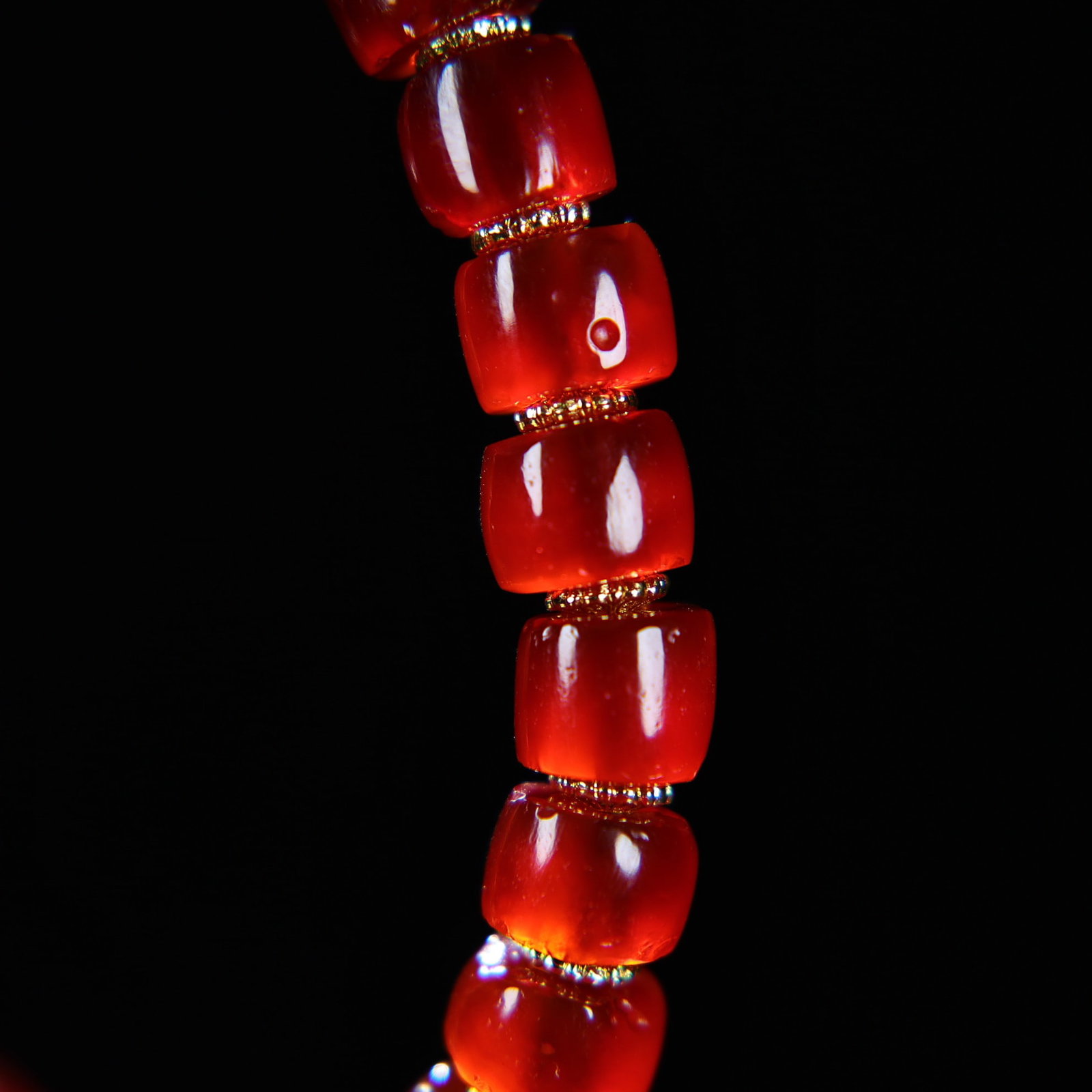 Old Red Agate Beads Bracelet - 2