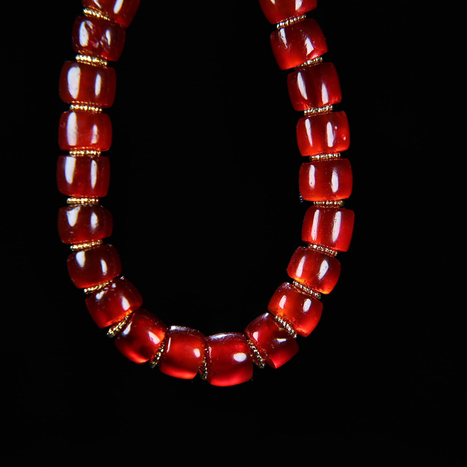 Old Red Agate Beads Bracelet - 3