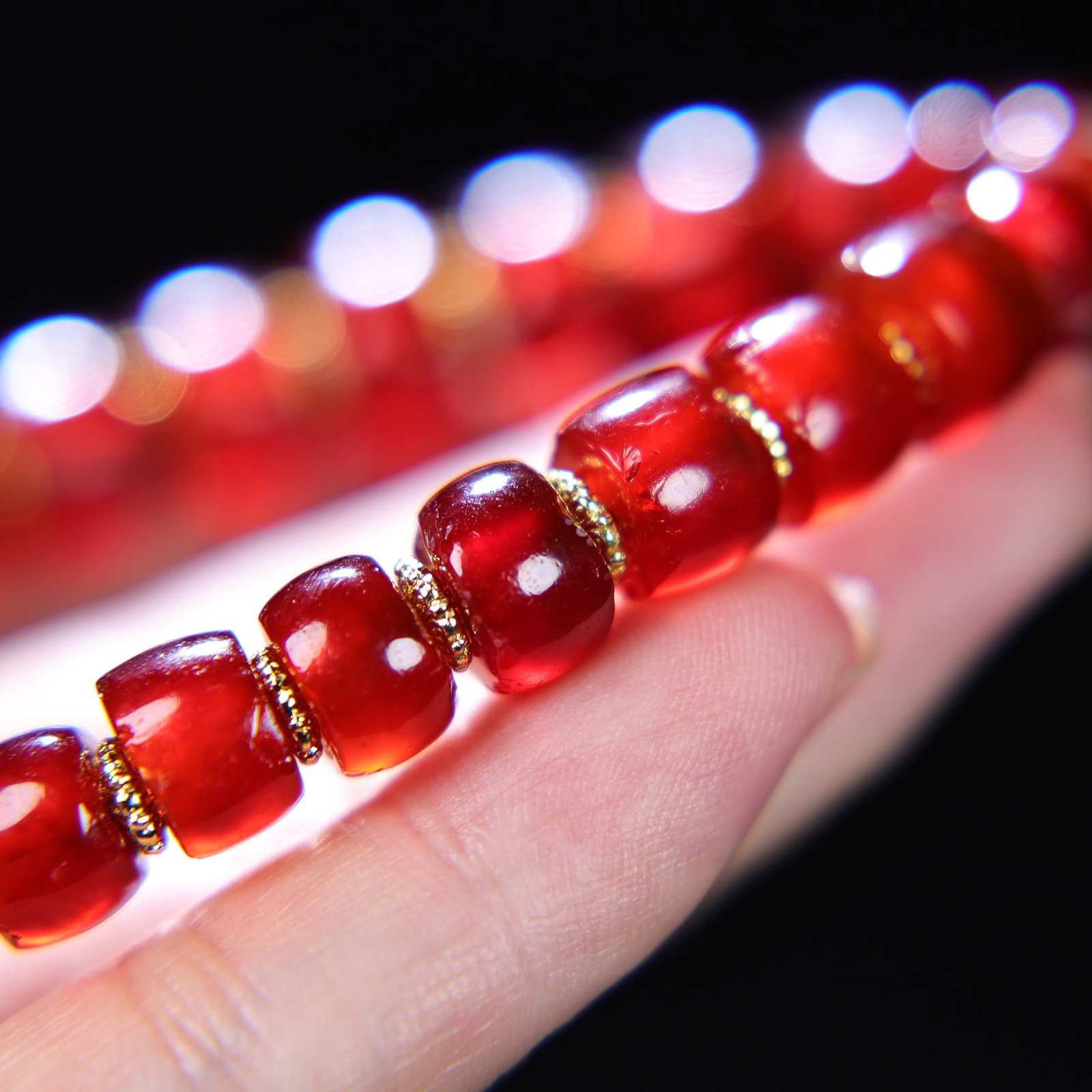 Old Red Agate Beads Bracelet - 5