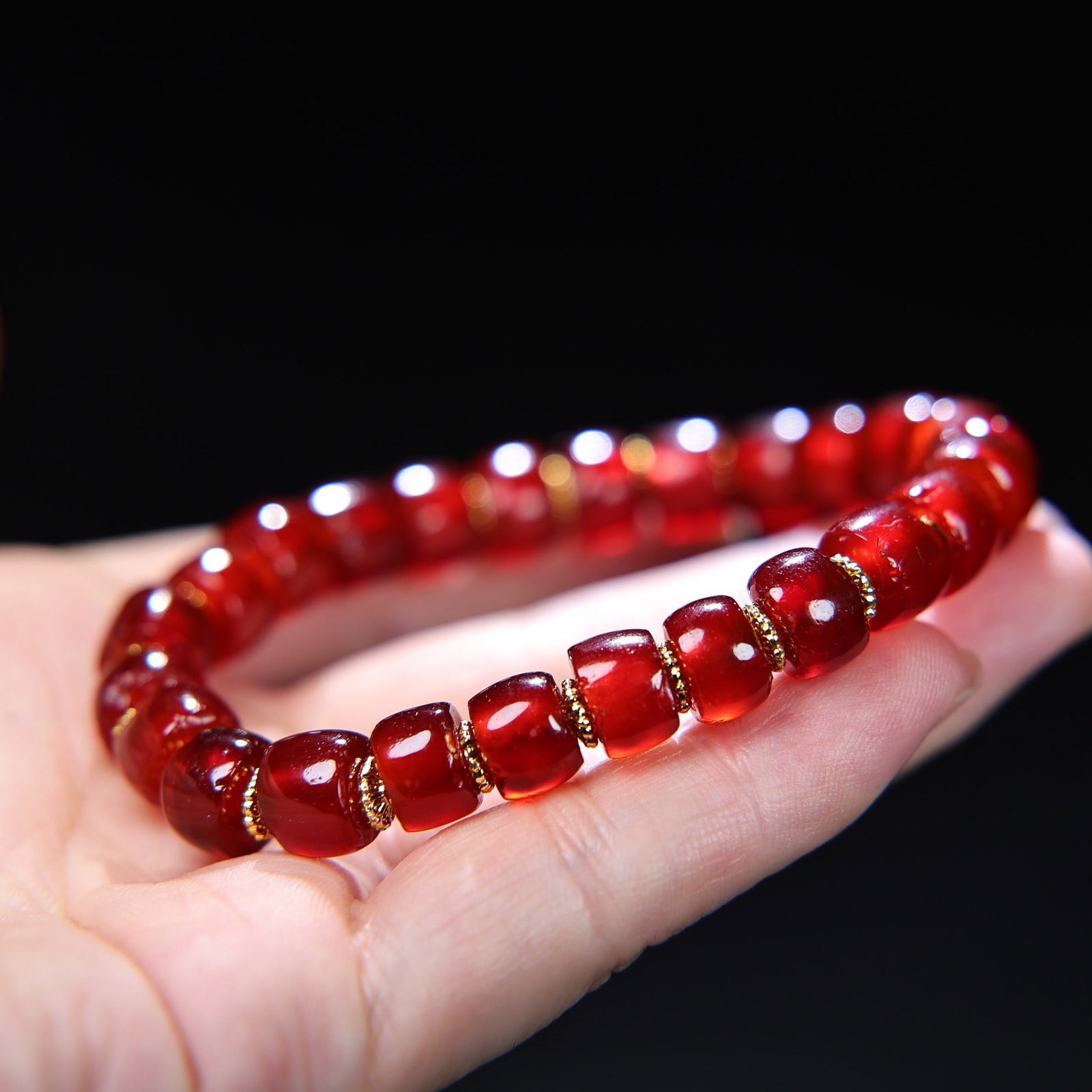 Old Red Agate Beads Bracelet - 6