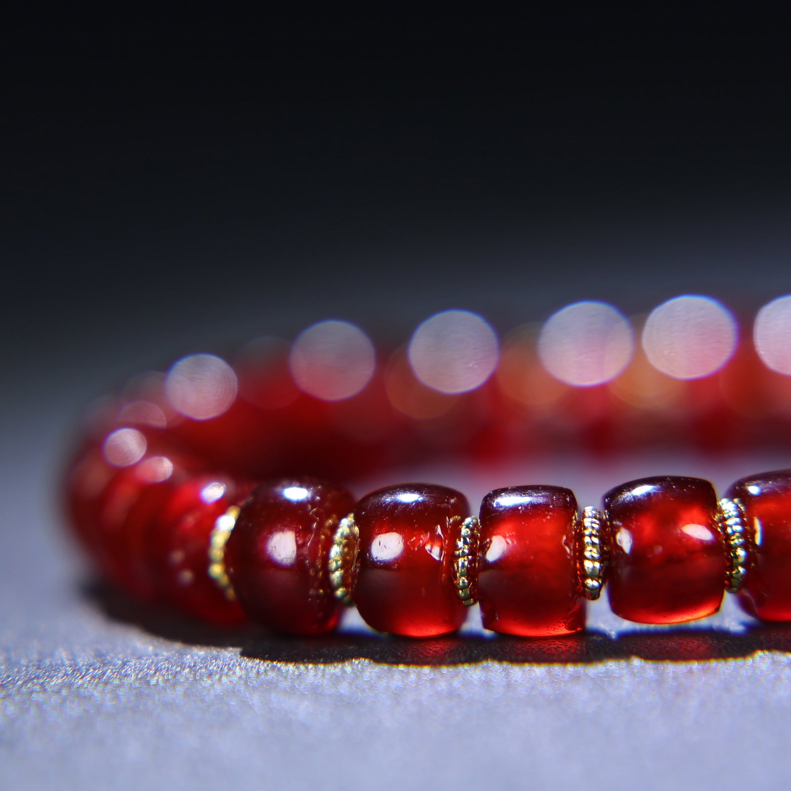 Old Red Agate Beads Bracelet - 8
