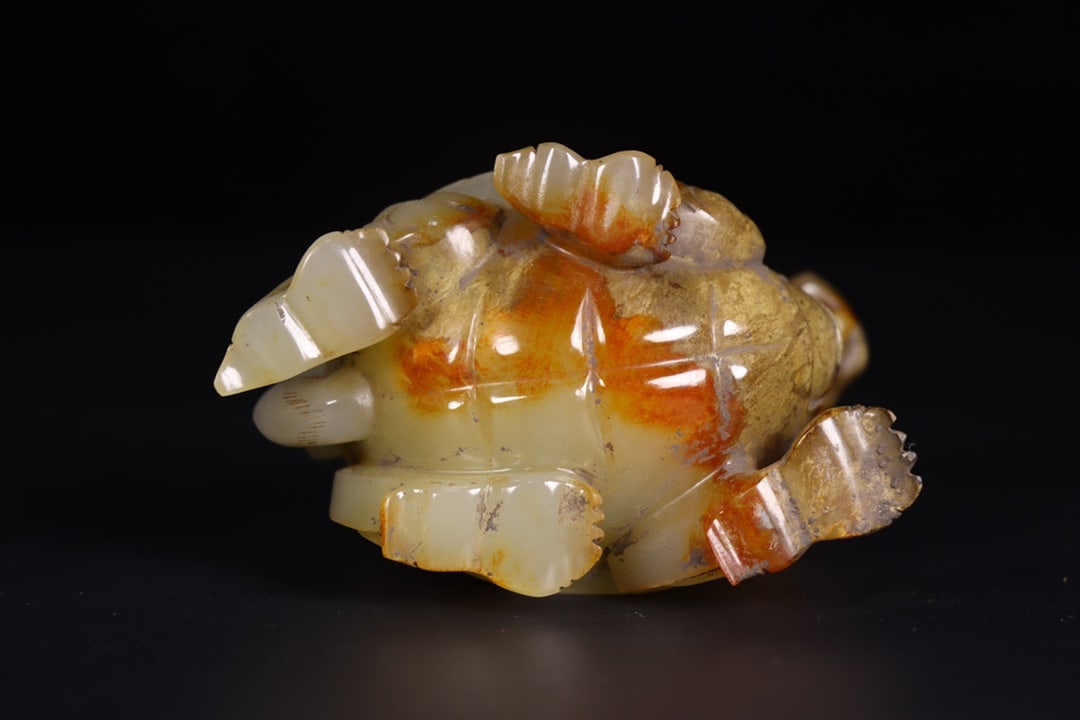 Vintage Hetian Jade Dragon Turtle Statue - 5