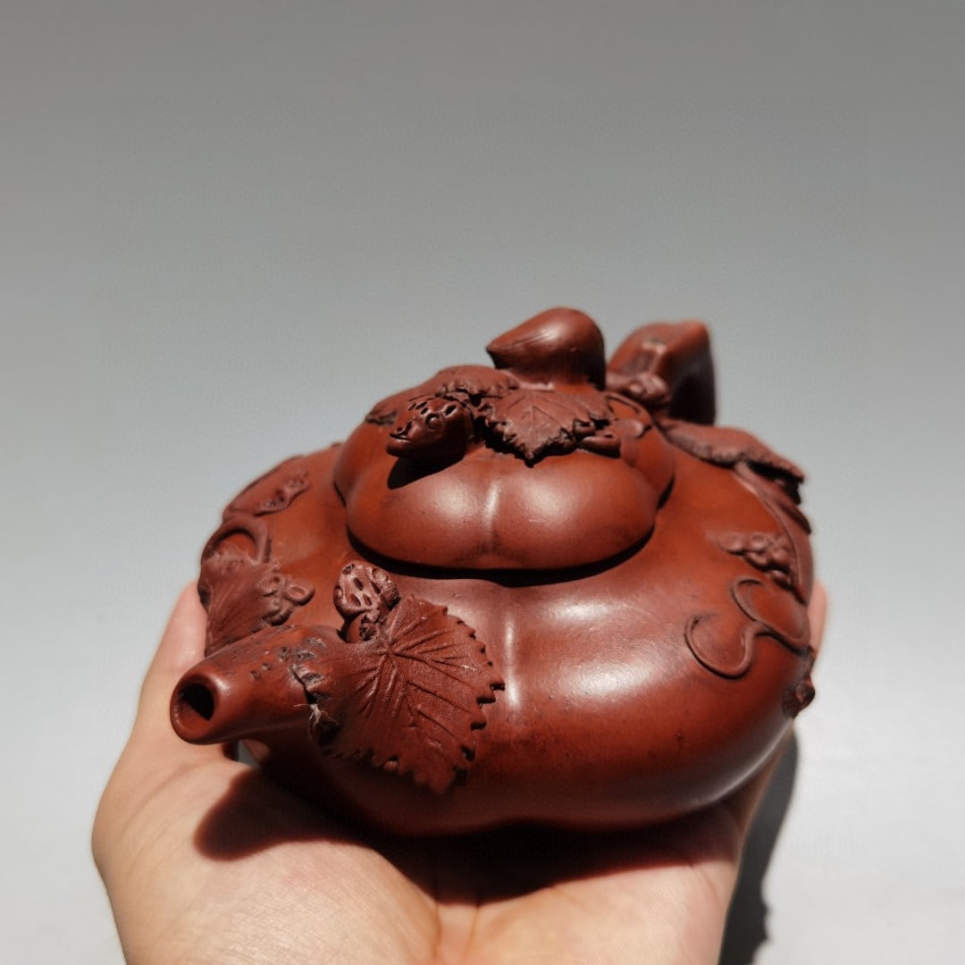Chinese Yixing Zisha Clay Squirrel Grape Teapot - 2