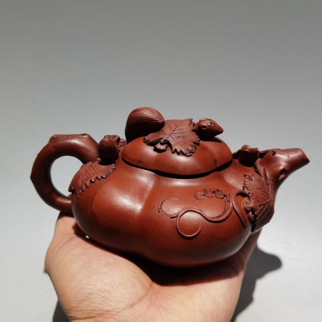 Chinese Yixing Zisha Clay Squirrel Grape Teapot - 4