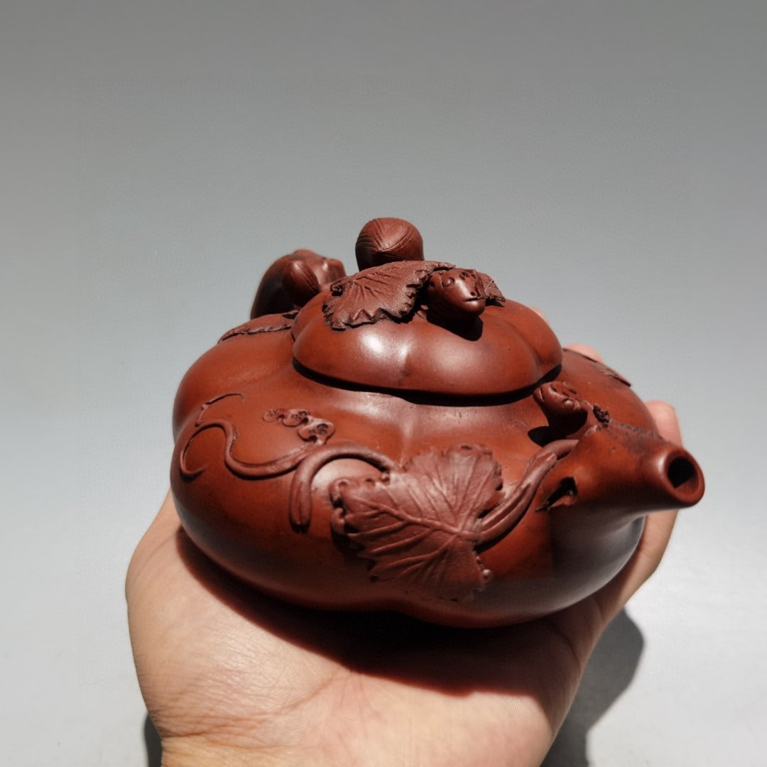 Chinese Yixing Zisha Clay Squirrel Grape Teapot - 5