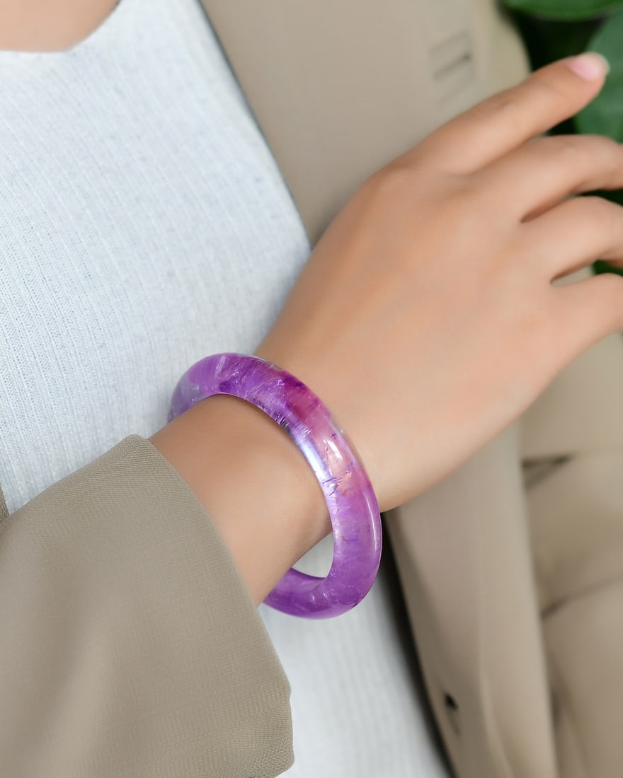Natural Amethyst Bracelet Bangle 56.5mm I.D. - 6