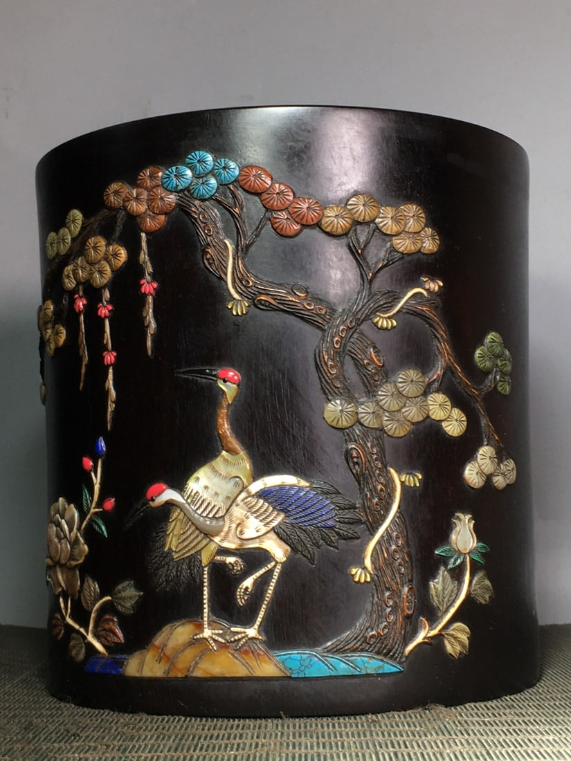 Old Zitan Wood Inlay Shoushan Stone Shell Crane Pine Tree Brush Pot: Title: Old Hetian Jade Dragon Pendant Date/Period: After2026 Origin: Chinese Dimension: 59x80x25(mm) 2.32x3.15x0.98(inches) Weight 0.35 lbs/157g Materials: Hetian Jade Reserve: $899.00 Shipping: Domes