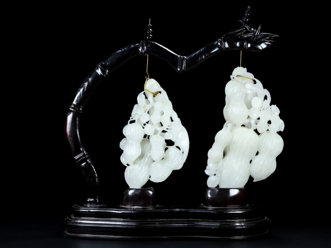 Two Qing Dynasty White Hetian Jade Peanut Statue: Title: Old Hetian Jade Dragon Pendant Date/Period: After2028 Origin: Chinese Dimension: 59x80x25(mm) 2.32x3.15x0.98(inches) Weight 0.35 lbs/157g Materials: Hetian Jade Reserve: $5,999.00 Shipping: