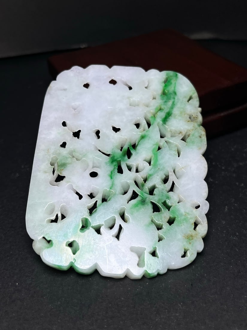 Openwork Natural Jadeite Carved Taoism Deity Fukurokuju Pendant - 6