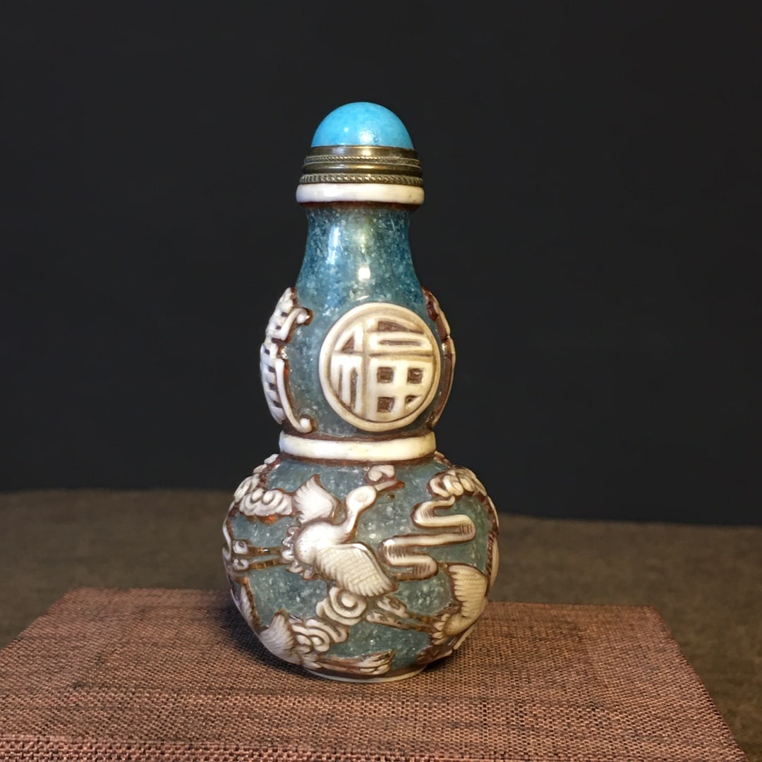 Old Peking Glass Gourd Snuff Bottle - 5