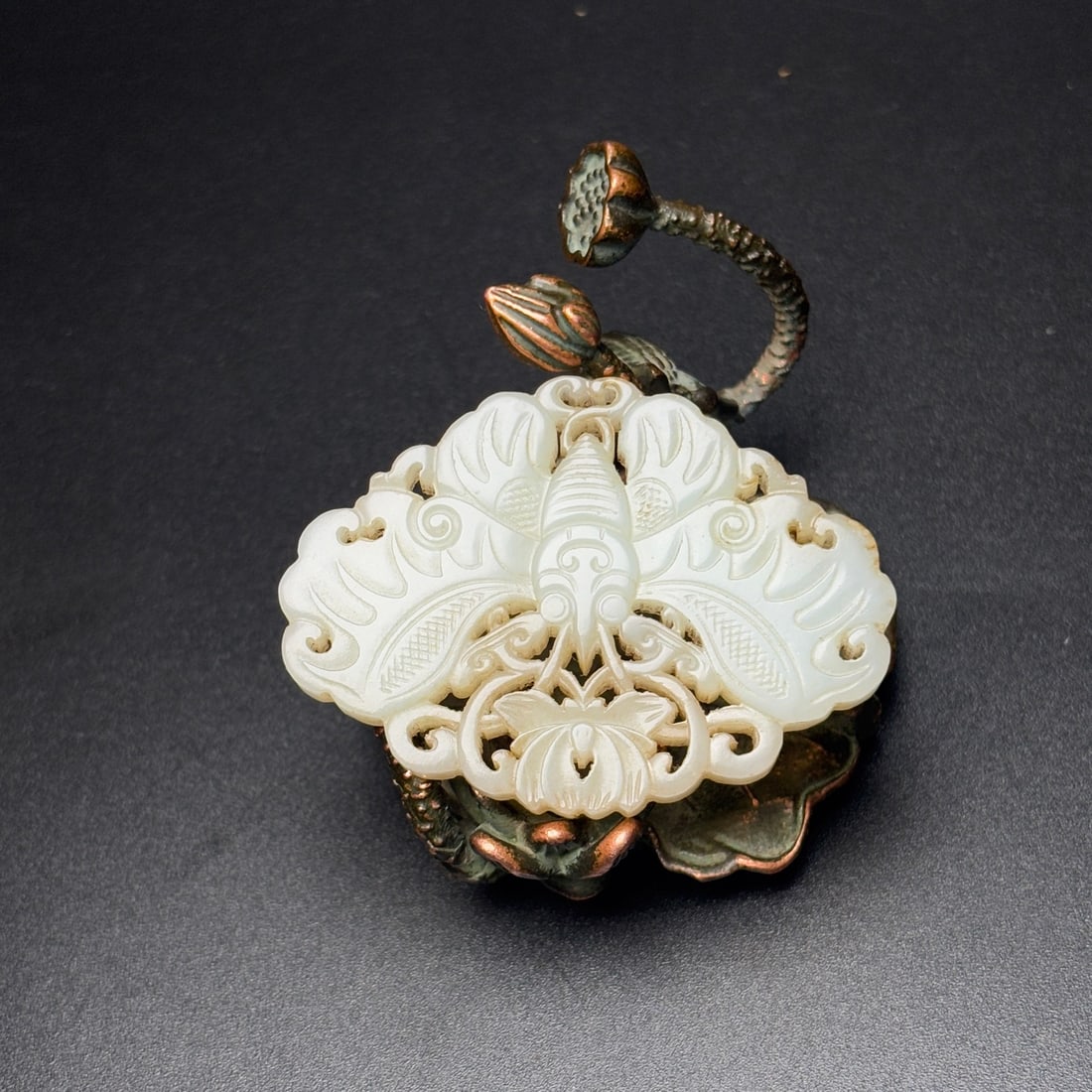 Old Hetian Jade Pendant - Butterfly - 2
