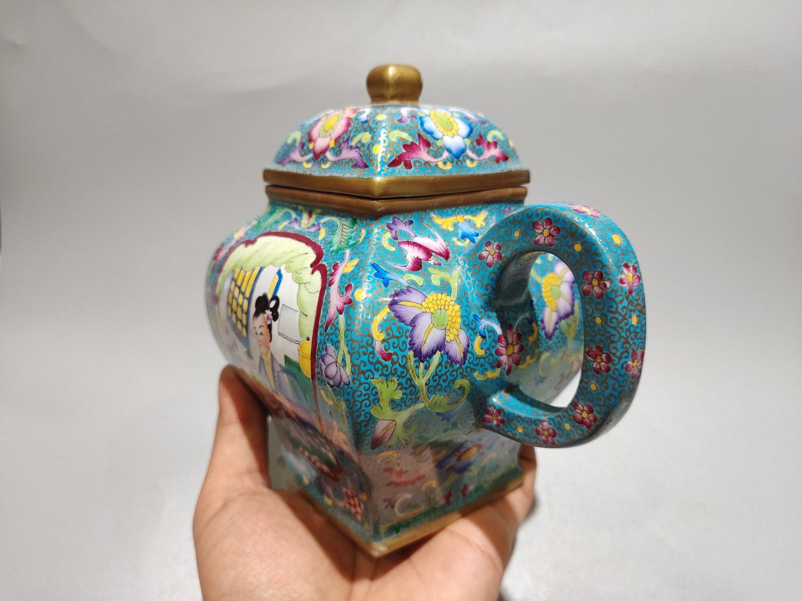 Gilt Gold Enamel Cai Yixing Zisha Clay Teapot - 3