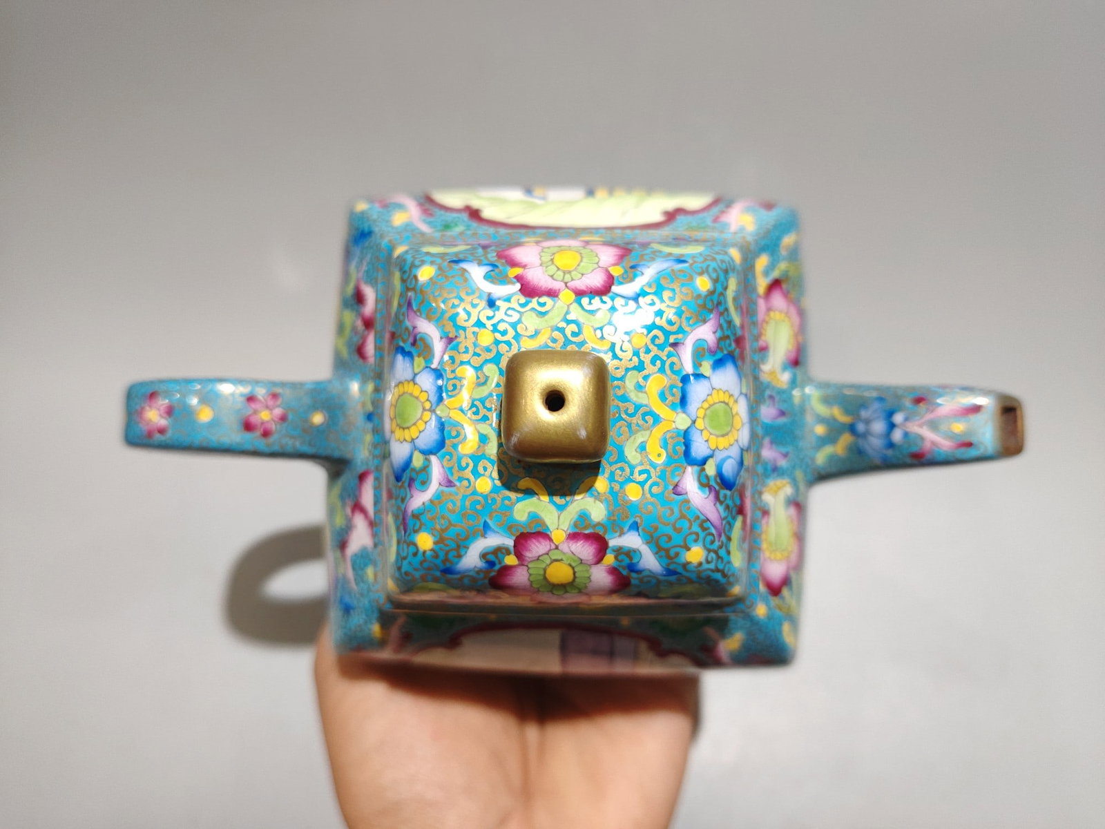 Gilt Gold Enamel Cai Yixing Zisha Clay Teapot - 6