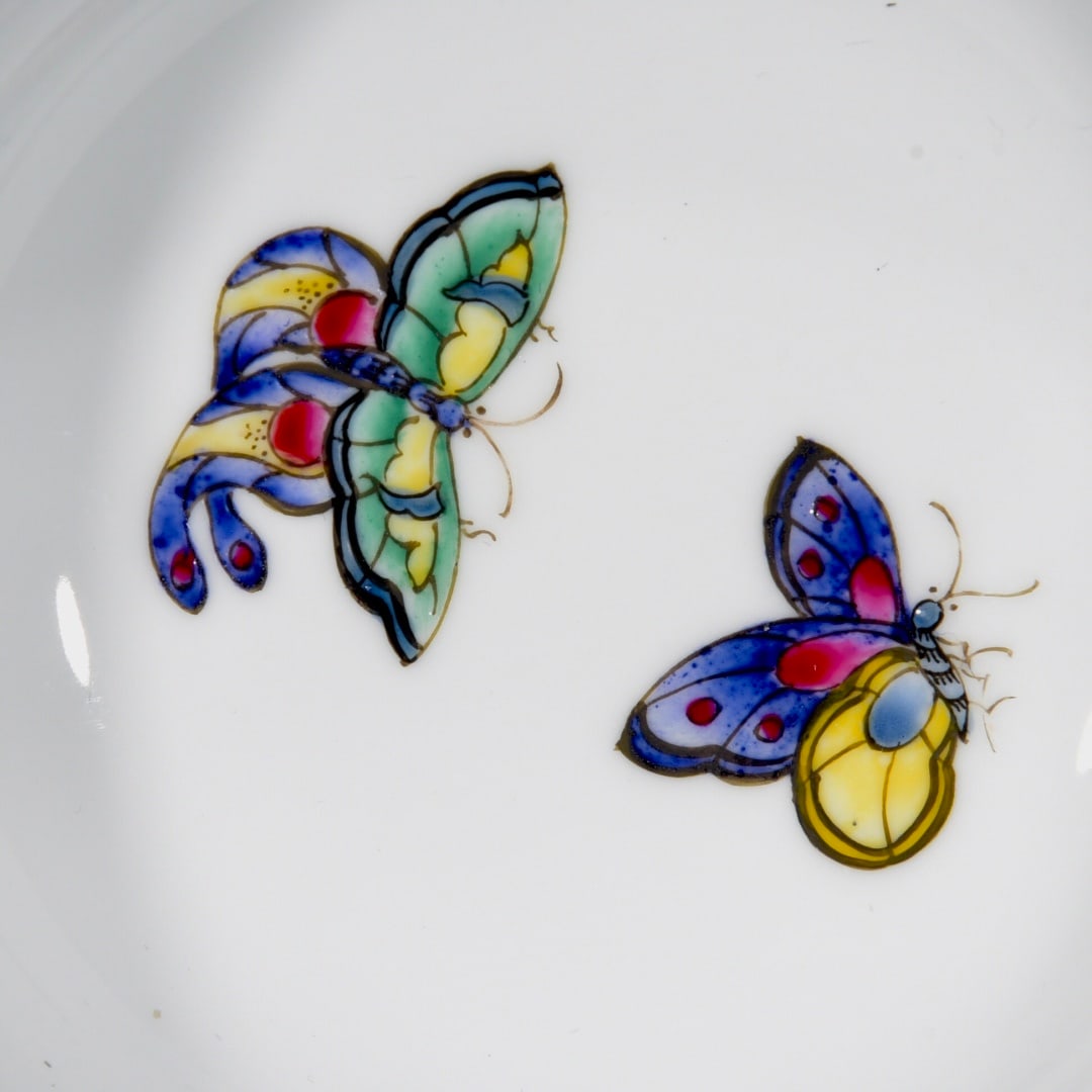 A Pair Gilt Gold Edge Pink Ground Butterfly Porcelain Bowl - 5