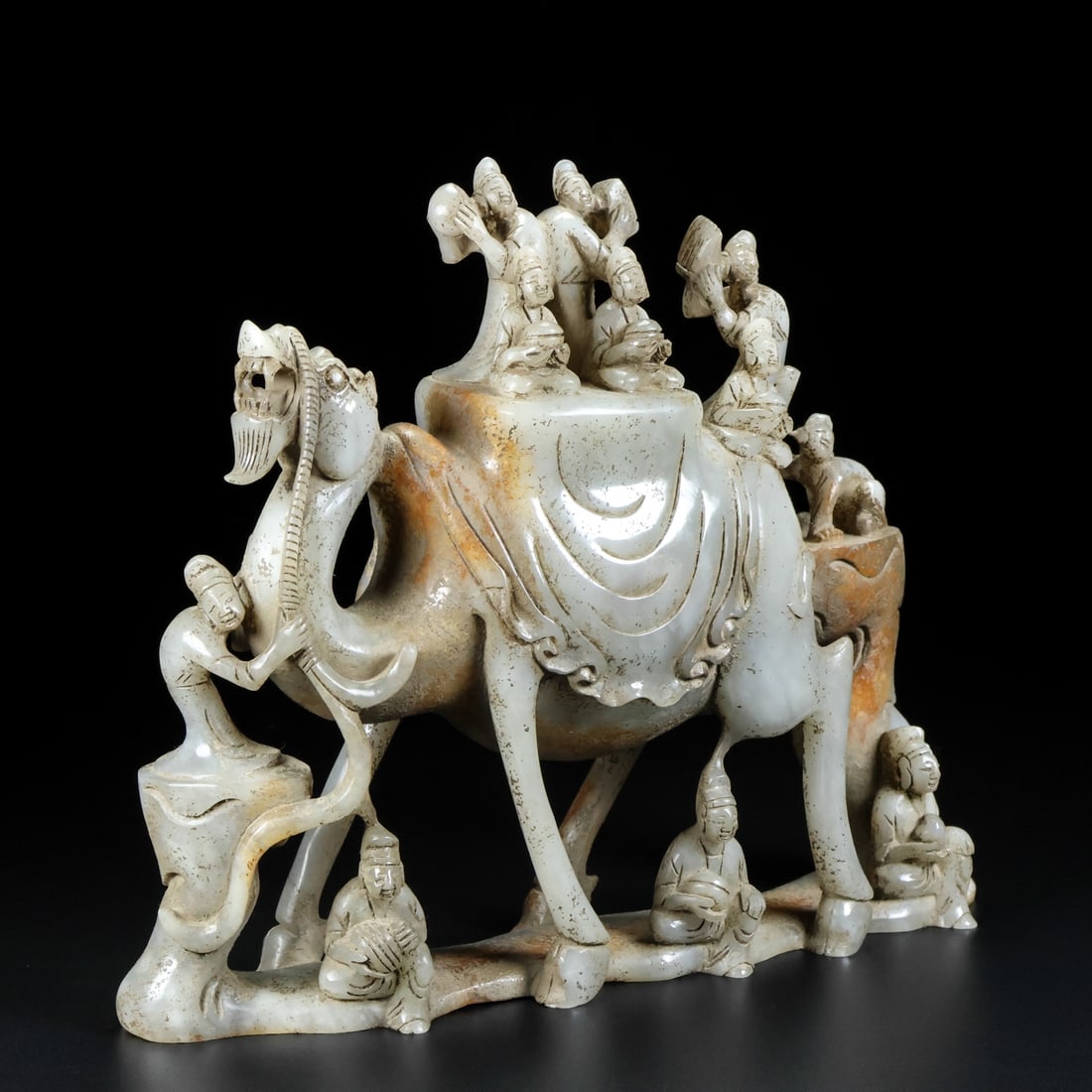Vintage Hetian Jade Statue - Camel & Figure - 3