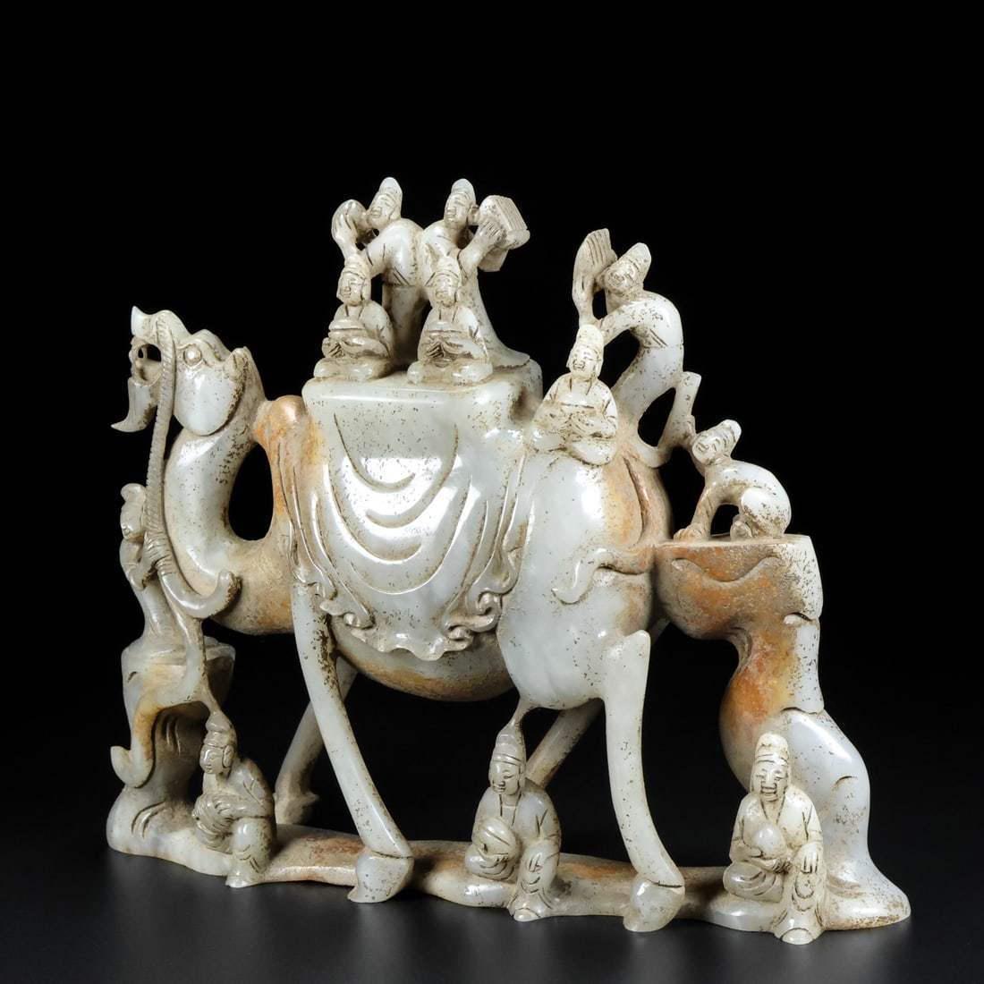 Vintage Hetian Jade Statue - Camel & Figure - 4