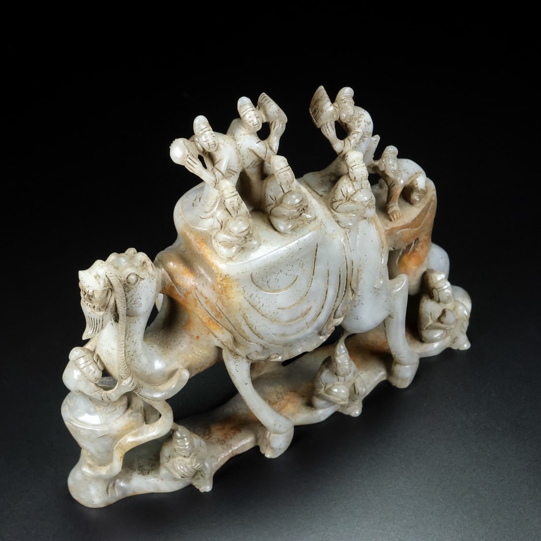 Vintage Hetian Jade Statue - Camel & Figure - 5