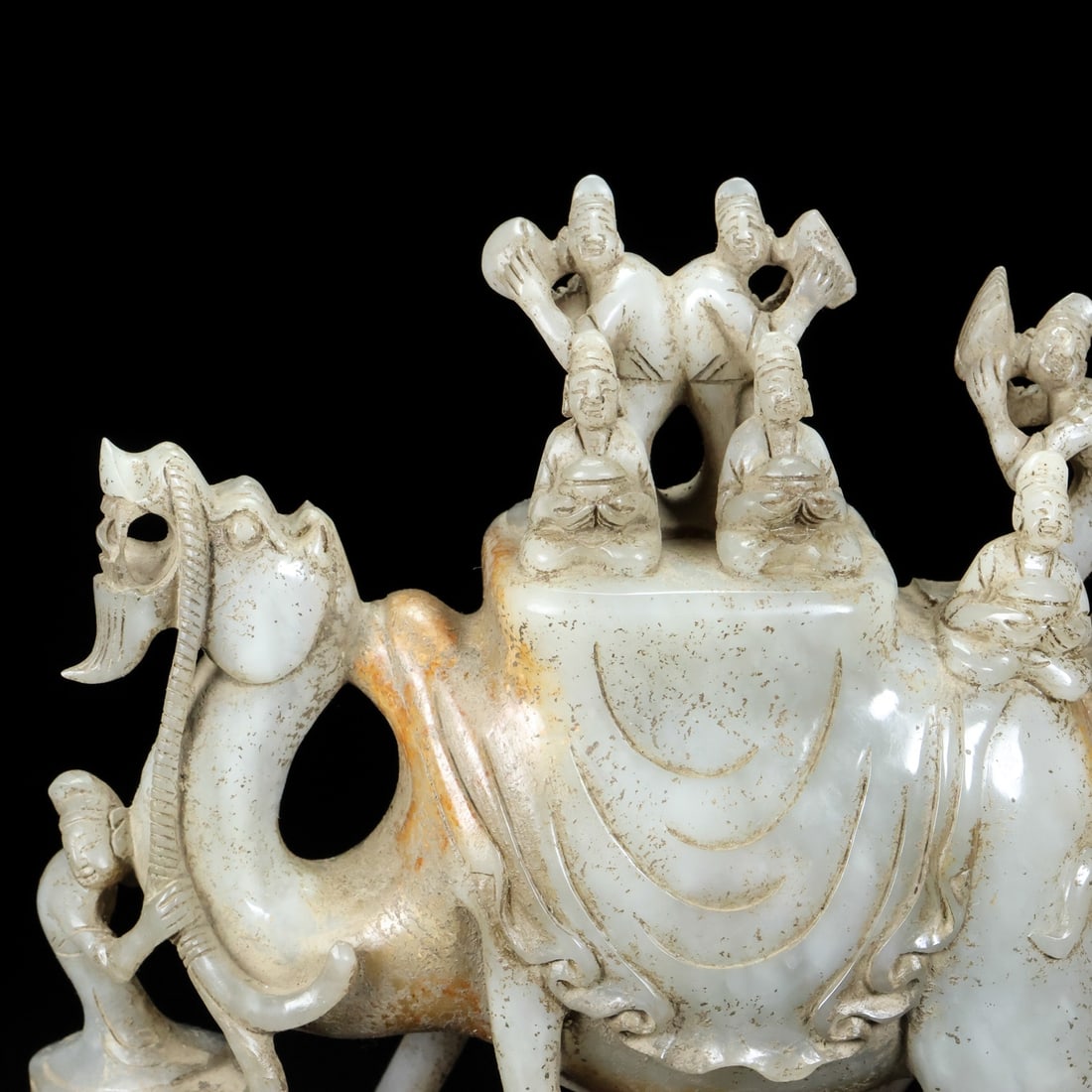 Vintage Hetian Jade Statue - Camel & Figure - 6