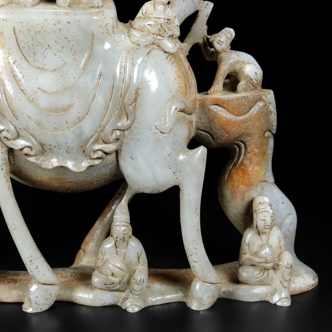 Vintage Hetian Jade Statue - Camel & Figure - 7