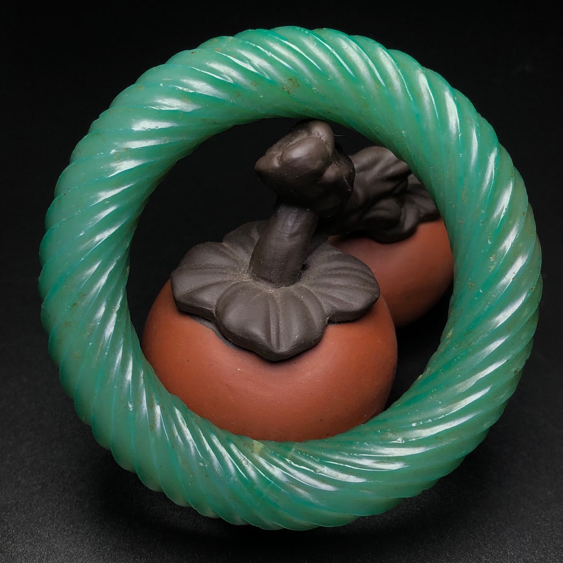 Old Green Agate Bracelet Bangle 55mm I.D. - 9