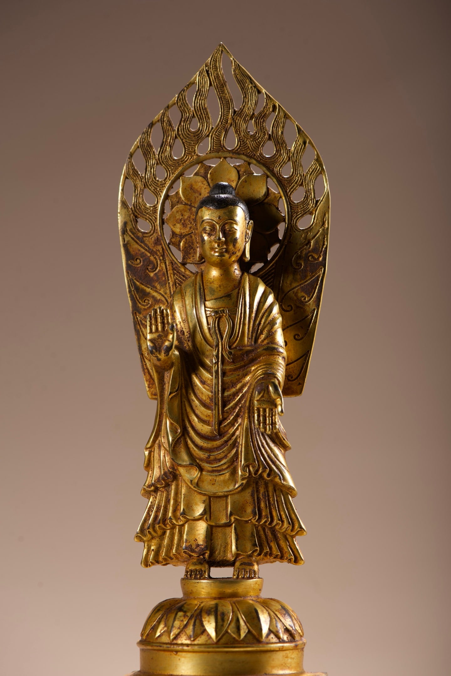 Old Gilt Gold Bronze Buddha Statue - 2