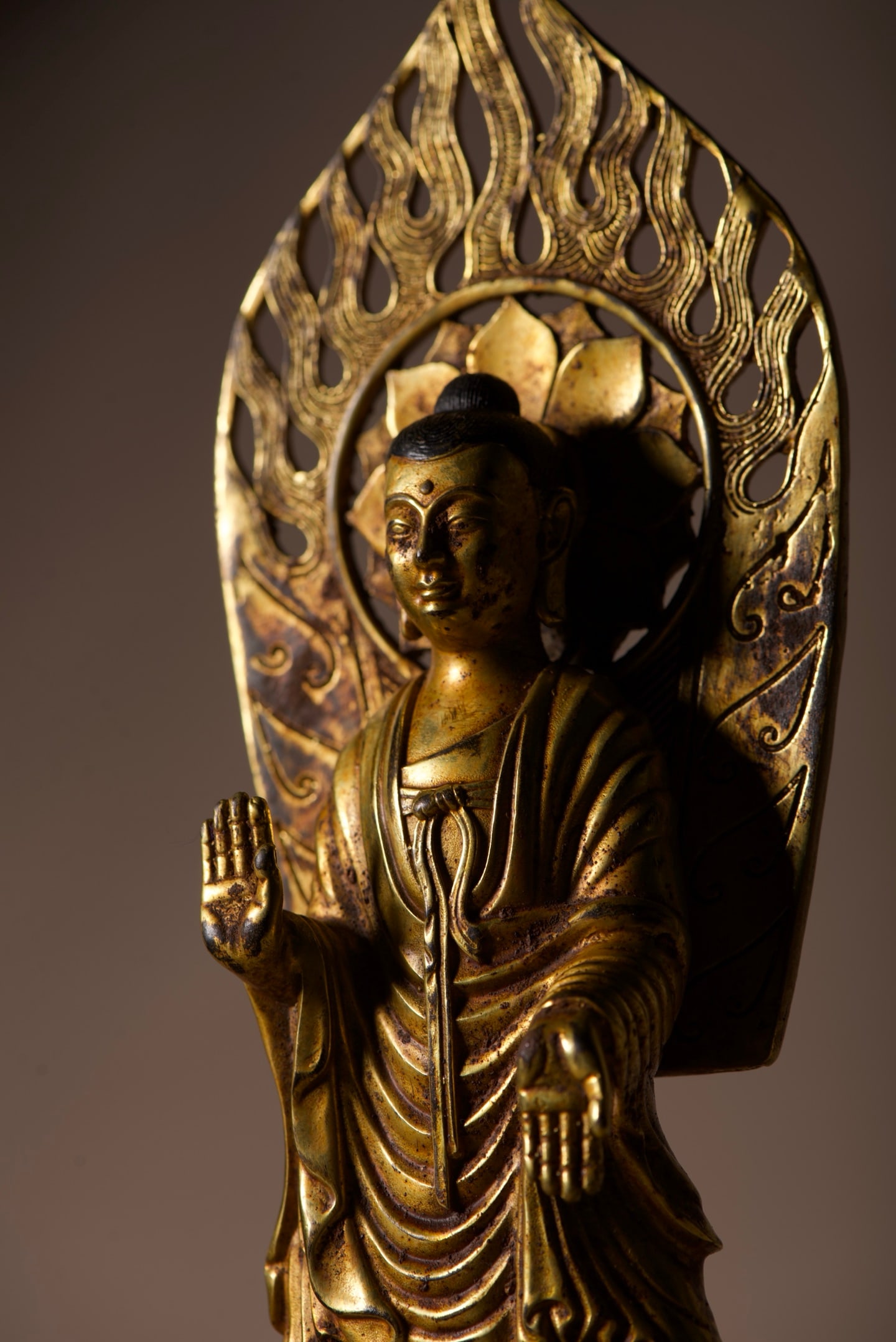 Old Gilt Gold Bronze Buddha Statue - 3