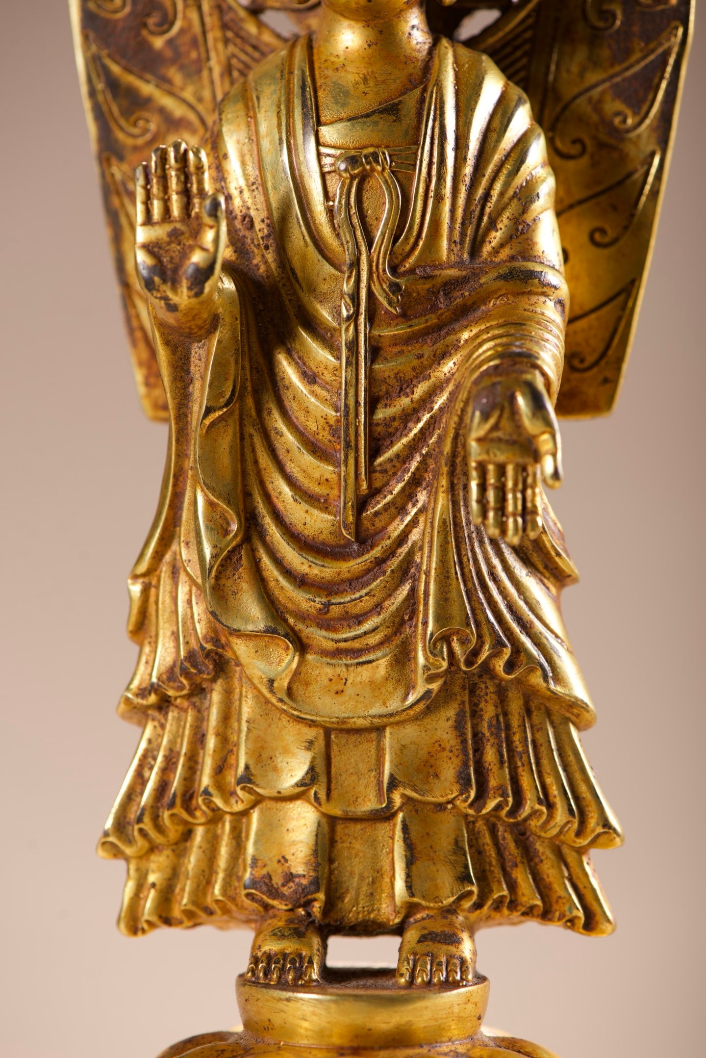 Old Gilt Gold Bronze Buddha Statue - 5
