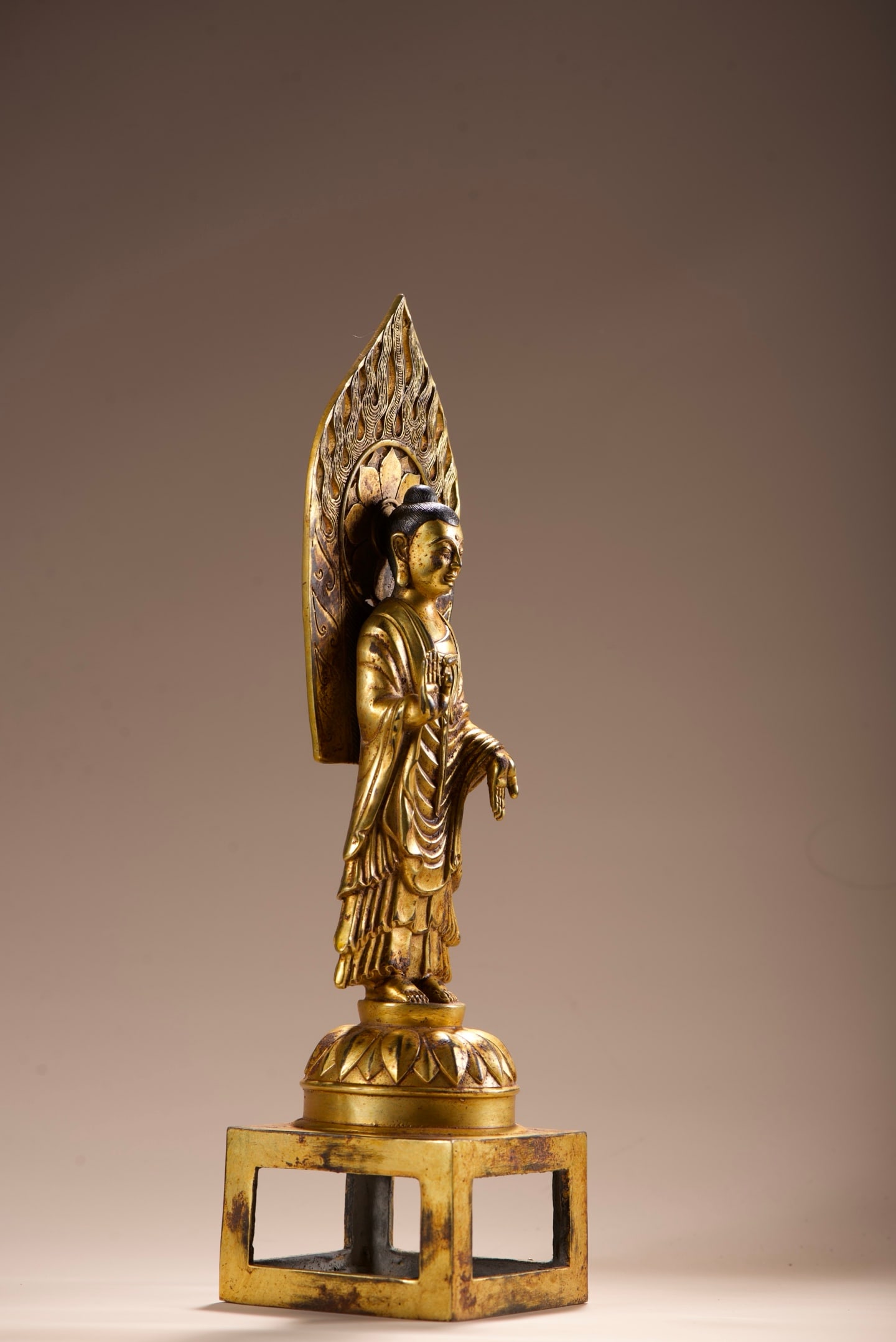 Old Gilt Gold Bronze Buddha Statue - 7