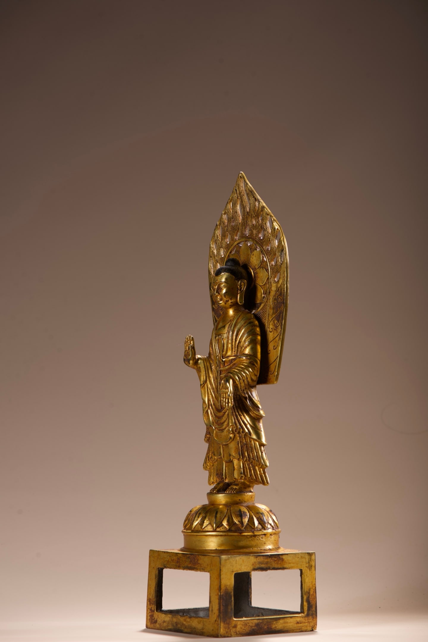 Old Gilt Gold Bronze Buddha Statue - 9
