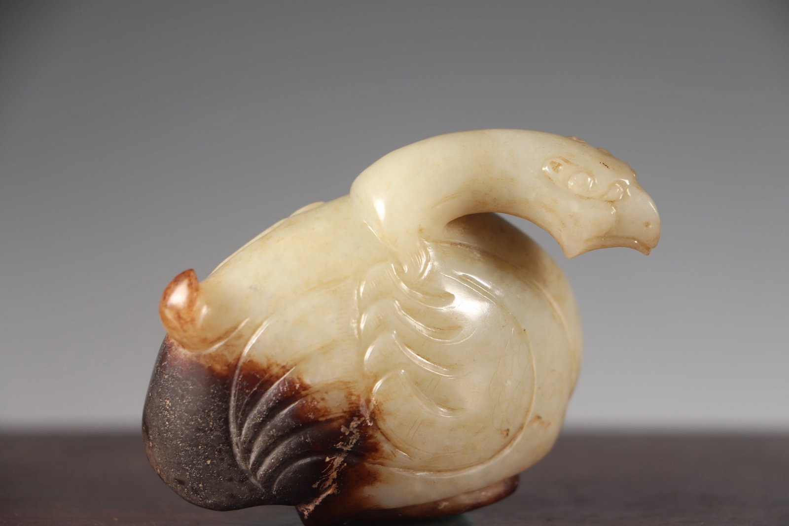 Old Hetian Jade Goose Statue - 7