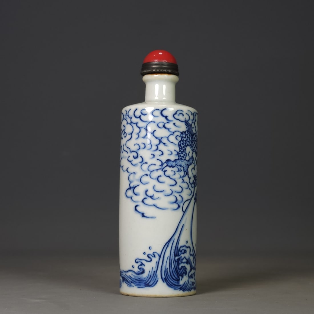 Blue and White Porcelain Dragon Design Snuff Bottle - 3