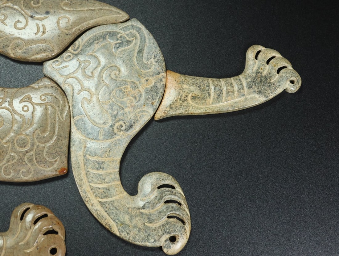 A Set Old Hetian Jade Mythology Statue - Tiger - 8