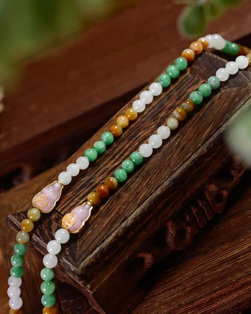Multicolor Natural Jadeite Beads Necklace - 4