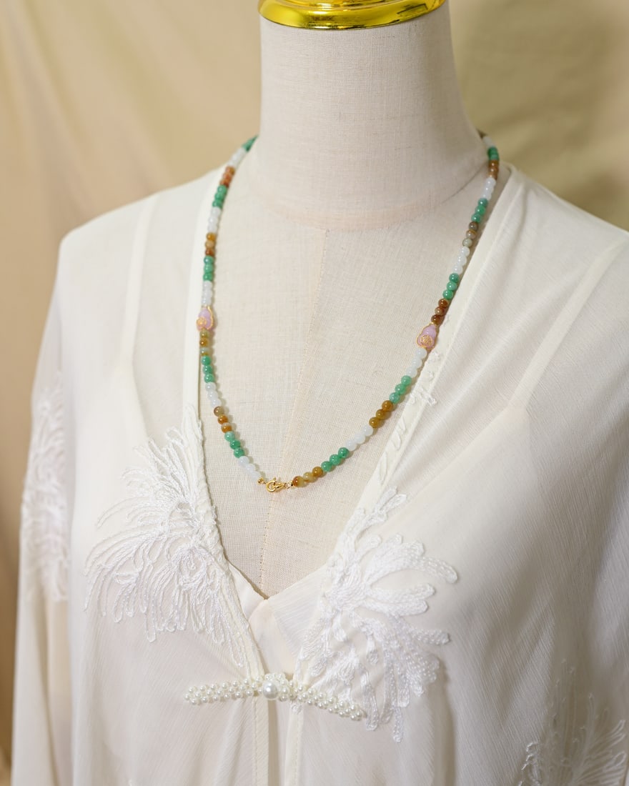 Multicolor Natural Jadeite Beads Necklace - 6