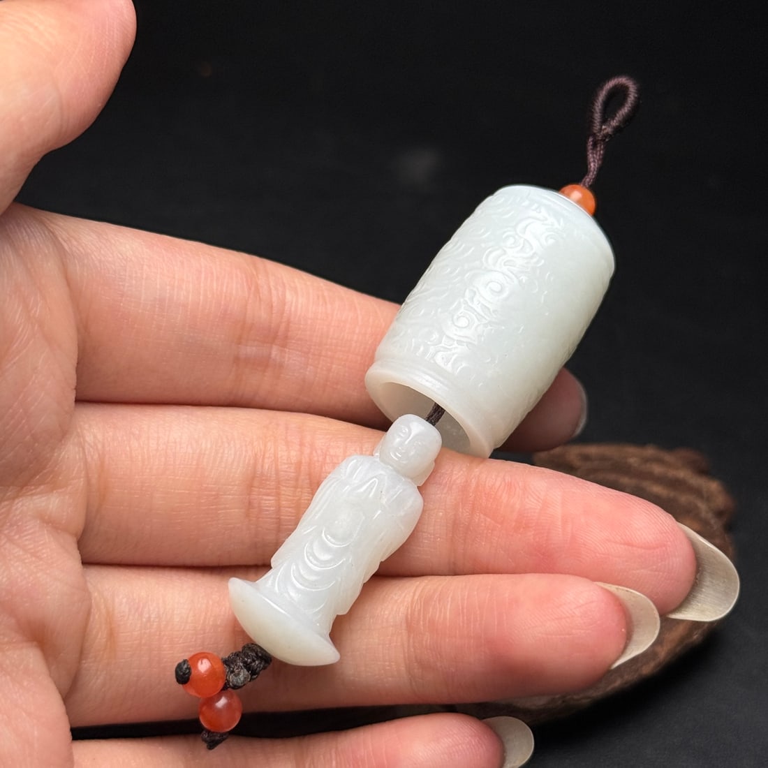 Natural Hetian Jade Buddha Pendant - 8