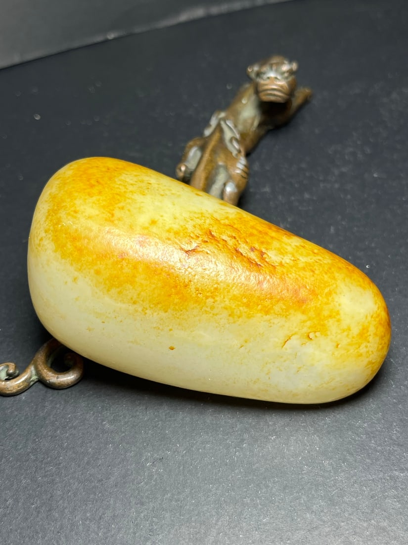 Chinese Natural Hetian Jade Original Stone Statue - 6