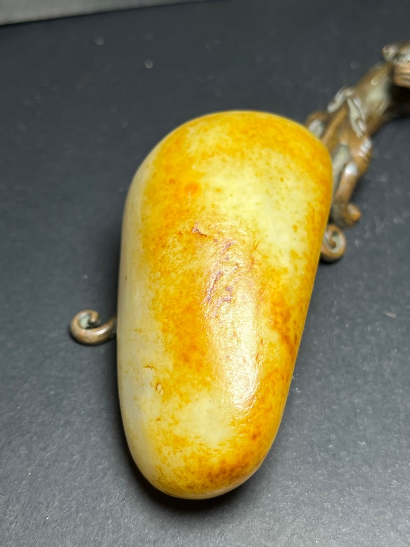 Chinese Natural Hetian Jade Original Stone Statue - 7