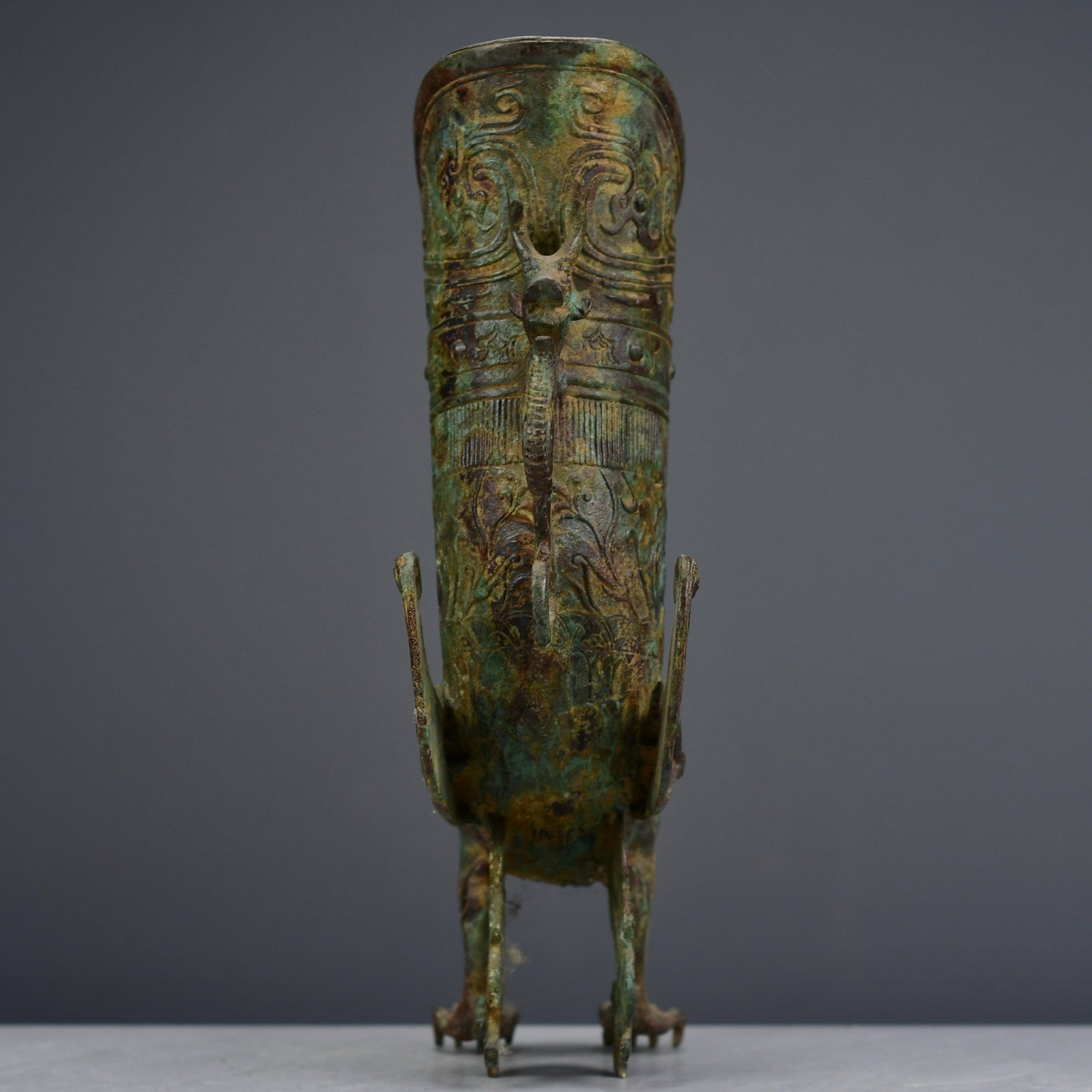 Old Bronze Phoenix Cup Statue - 5