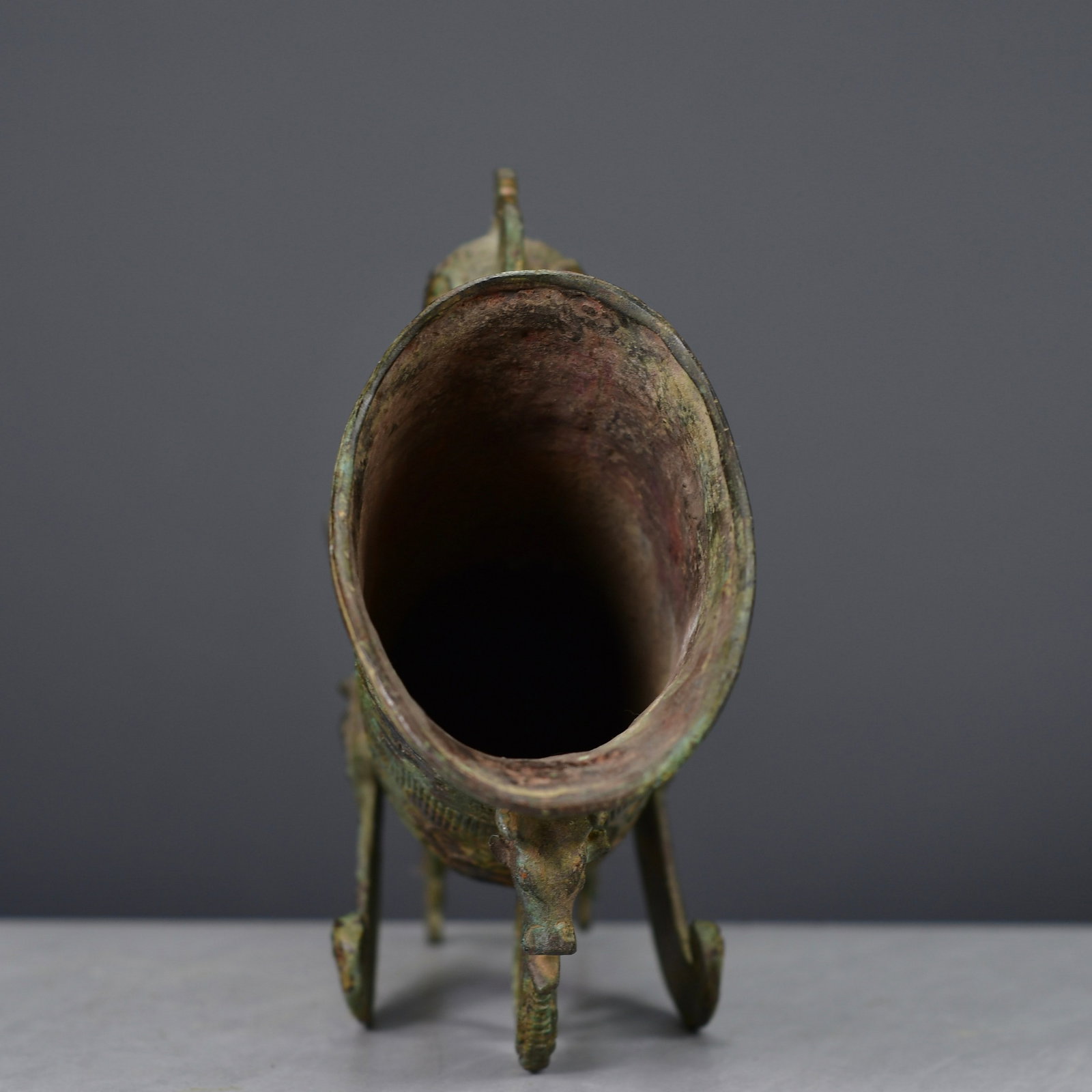 Old Bronze Phoenix Cup Statue - 8