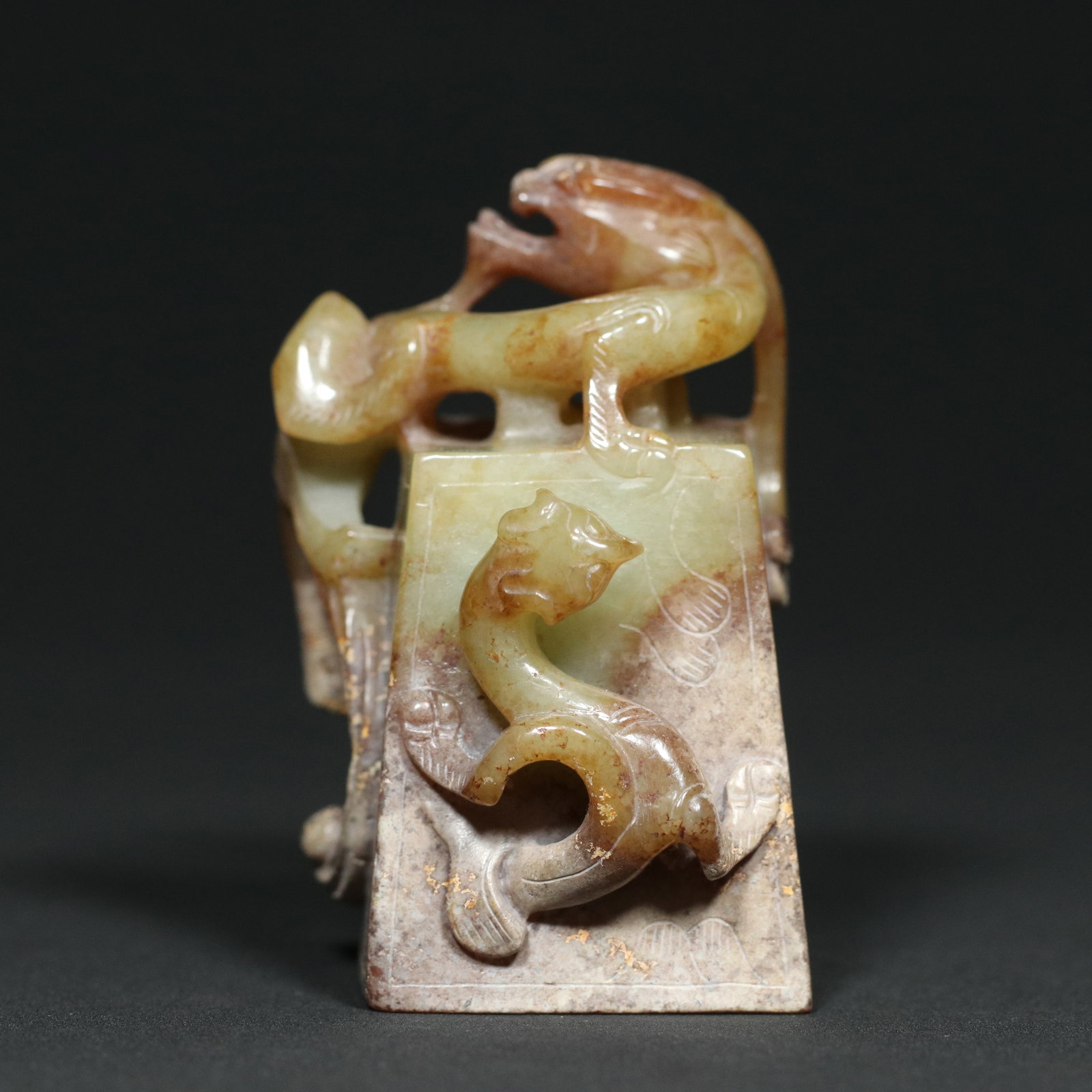 Vintage Hetian Jade Chi Dragon Seal - 5