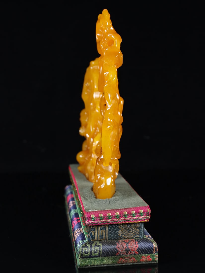 Yellow Shoushan Soapstone Hand-Carved Arhat Statue - 5