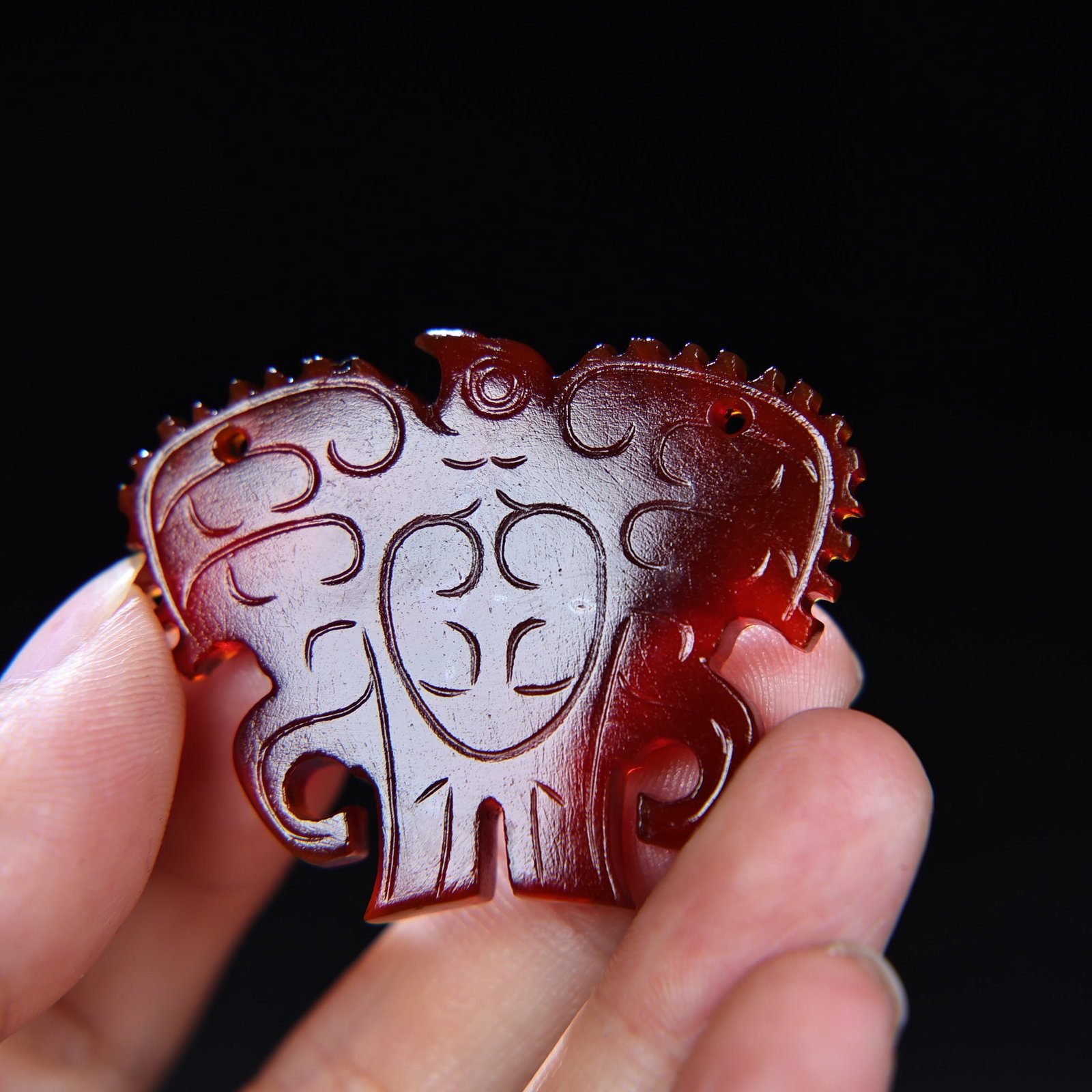 Old Red Agate Bird Pendant - 2